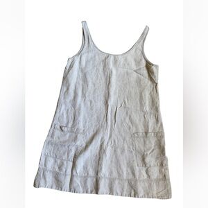 Eileen Fisher Neutral Stone Linen-Blend Tunic Dress